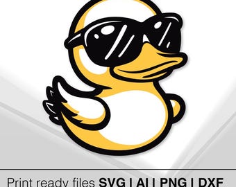 サングラスをかけたクールなゴム製アヒルの SVG | すぐにダウンロード | かわいいお風呂のアヒルのクリップアート | Cricut 用の楽しいデジタルカット ファイル | Cricut 用の SVG ファイル