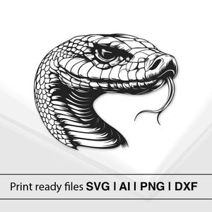Illustration de la tête de serpent | Art de reptile | Conception vectorielle | Fichier imprimable | Fichier de découpe | Créations SVG | Fichier AI | Téléchargement PNG | Format DxF