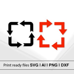 Square Loop Arrows Design | Printable Arrow Icons | SVG AI PnG DXF | Red Black Geometric Symbols | Crafting Cut Files
