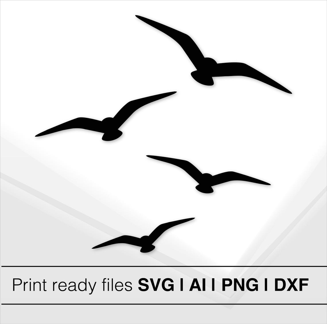 Flying Seagull Silhouette | Seagull Vector | Seagull Cut File | Bird ...