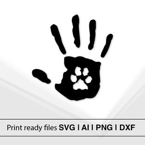 Handprint Paw Print Silhouette Art | Instant Download | Pet Owner Design | DIY Craft Files | Animal Lover Gift | Vector Graphic