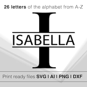 Conjunto de Monogramas de Letras Divididas SVG | Arquivos de Corte de Alfabeto de Caligrafia | Iniciais Personalizadas Elegantes | Download Instantâneo | Design de Letras Decorativas Elegantes