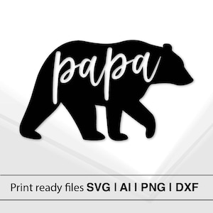 Silhouette de papa ours | Famille d'ours personnalisée SVG | Téléchargement instantané | Cadeau fête des pères | Fichiers SVG papa ours | Fichier de coupe Cricut