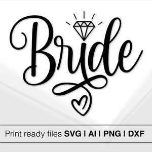 Conception de calligraphie de mariée | Téléchargement instantané | Mariage SVG | Fichier de coupe de mariée | Oeuvres d'art en forme de coeur de diamant | Cadeau de mariée | Décoration de fiançailles
