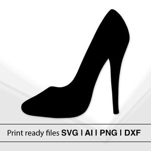 Elegant silhouet met hoge hak | Direct downloaden | Modeclipart | Schoenvectorbestand | SvG-AI PNG DXF | Ambachtelijk ontwerp | Afdrukbare kunst