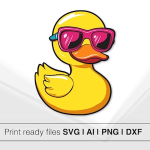 Pink Sunglasses Duck Clipart | Instant Download | Cute Bath Duck Clipart |  Rubber Duck Fun Digital Cut File | SVG PNG DxF Files For Cricut