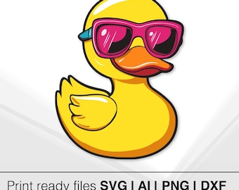 Pink Sunglasses Duck Clipart | Instant Download | Cute Bath Duck Clipart |  Rubber Duck Fun Digital Cut File | SVG PNG DxF Files For Cricut