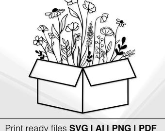 Minimalist Flower Illustration | Black And White Art | Floral Line Art | Instant Download | Botanical Clipart | Home Decor | Flower SVG