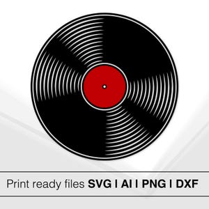 Schallplatte SVG | Retro Musik Clipart | Vintage Schallplatte geschnitten Datei | Sofortdownload | Alte Schulmusik | PDF | Cricut & Laser Bereit DXF