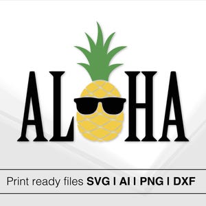 Diseño de piña hawaiana / Arte tropical / Vibraciones de verano / Clipart de piña / Archivos SVG / Decoración de vacaciones / Inspirado en Hawái