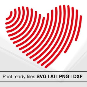 Abstract Heart Fingerprint Art | Instant Download | Heart Lines SVG | Love Symbol Design | Valentine&#39;s Day Crafting Files
