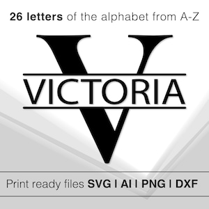 Conjunto de alfabeto con monograma de letras divididas / Iniciales de caligrafía SVG DXF PNG / Letras decorativas personalizadas / Descarga instantánea / Archivos de corte Cricut