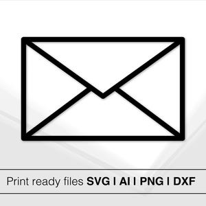 封筒ベクターファイル | SVG デザイン | 印刷準備完了 | AI 形式 | DxF 図面 | DIY プロジェクトの作成 | 文字記号