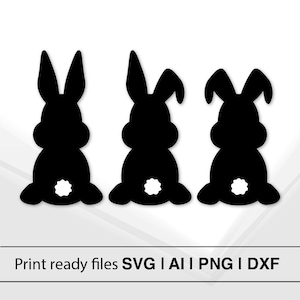 Grafica vettoriale silhouette coniglietto / Download immediato / Coniglietto pasquale SVG / File di taglio coniglio / Decorazioni pasquali minimaliste / SVG AI PnG DxF _946