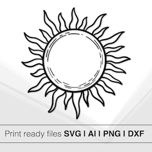 Ornamental solvektorkonst | Svartvit soldesign | Konstnärlig solclipart | Geometrisk solexplosionskonst