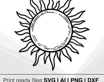 Ornamental Sun Vector Art | Black And White Sun Design | Artistic Sun Clipart | Sunburst Geometric Art