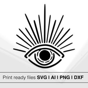 Clipart oeil mystique | Oeil qui voit tous les SVG | Conception du troisième œil | Décoration spirituelle | Art minimaliste | Oeil de la Providence | Graphique vectoriel
