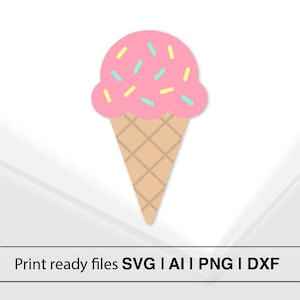 Cute Ice Cream Cone Design | Instant Download | Ice Cream Clipart | SVG Cut File | Ice Cream Sprinkles | Summer Decor | Craft Supplies