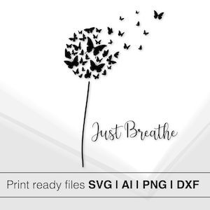 Dandelion Butterfly SVG | Instant Download | Dandelion Silhouette | Butterfly Wall Art SVG | Cricut File | Dandelion Wall Art Print