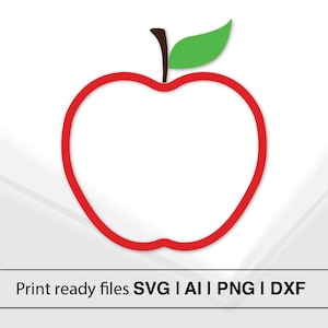 Apple Outline Vector Graphic | Instant Download | Red Green Apple Clipart | Apple Silhouette