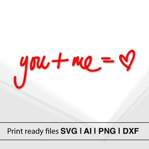 You + Me Heart Design | SVG romântico | Fonte manuscrita | Dia dos namorados | Decoração de casamento | Presente de aniversário | Download instantâneo