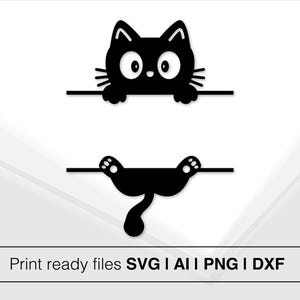 Spähende Katzensilhouette | Katze Clipart SVG | Druckbare Katzen Design | DIY Katzen Dekor | Katzenliebhaber Geschenk | Katzen Kunst | Sofortdownload