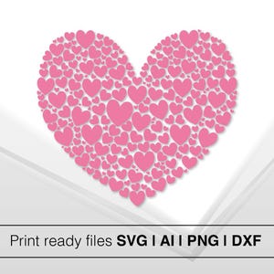 Rosa Herzcluster SVG | Romantische Schnittdateien | Valentinstag Sofort Download | Herz Clipart für Cricut und Silhouette | Liebe Herz PNG