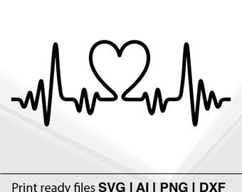 Heartbeat Design | Heart SVG | Minimalist Art | Love Symbol | Printable Art | Medical Symbol | Valentine&#39;s Day Gift | Silhouette Art