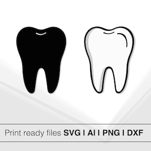 Ząb SVG Clipart | Natychmiastowe pobranie | Projekt logo dentystycznego | Wystrój gabinetu dentystycznego | Sylwetka zęba | Drukowana sztuka dentystyczna