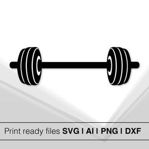 Barbell Print SVG | Crossfit SVG | Svg and Png Files Clipart | Instant Download | Cricut Cut Files | Barbell Silhouette Cut Files