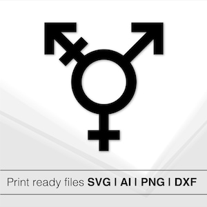 Puede incluir: Símbolo transgénero en blanco y negro. El símbolo es un círculo con una flecha apuntando hacia arriba y hacia la derecha, y una cruz debajo del círculo.