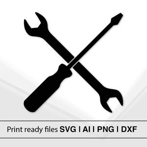 Crossed Tools Silhouette | DIY Design | Instant Download | Wrench And Screwdriver | Tool Clipart For Crafts