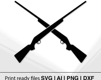 Crossed Rifles Silhouette | Instant Download | Hunting Decor SVG | Rifle Cut File | Stencil Design | DIY Project