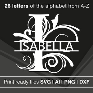 Split Monogram SVG for Family Names | Instant Download | Circle Monogram with Frame |  Custom Initial Letters with Frames