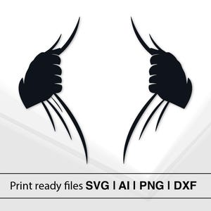 Handen silhouet vectorkunst | Direct downloaden | Lasergesneden sjabloon | Superheldenthema | DIY-projecten