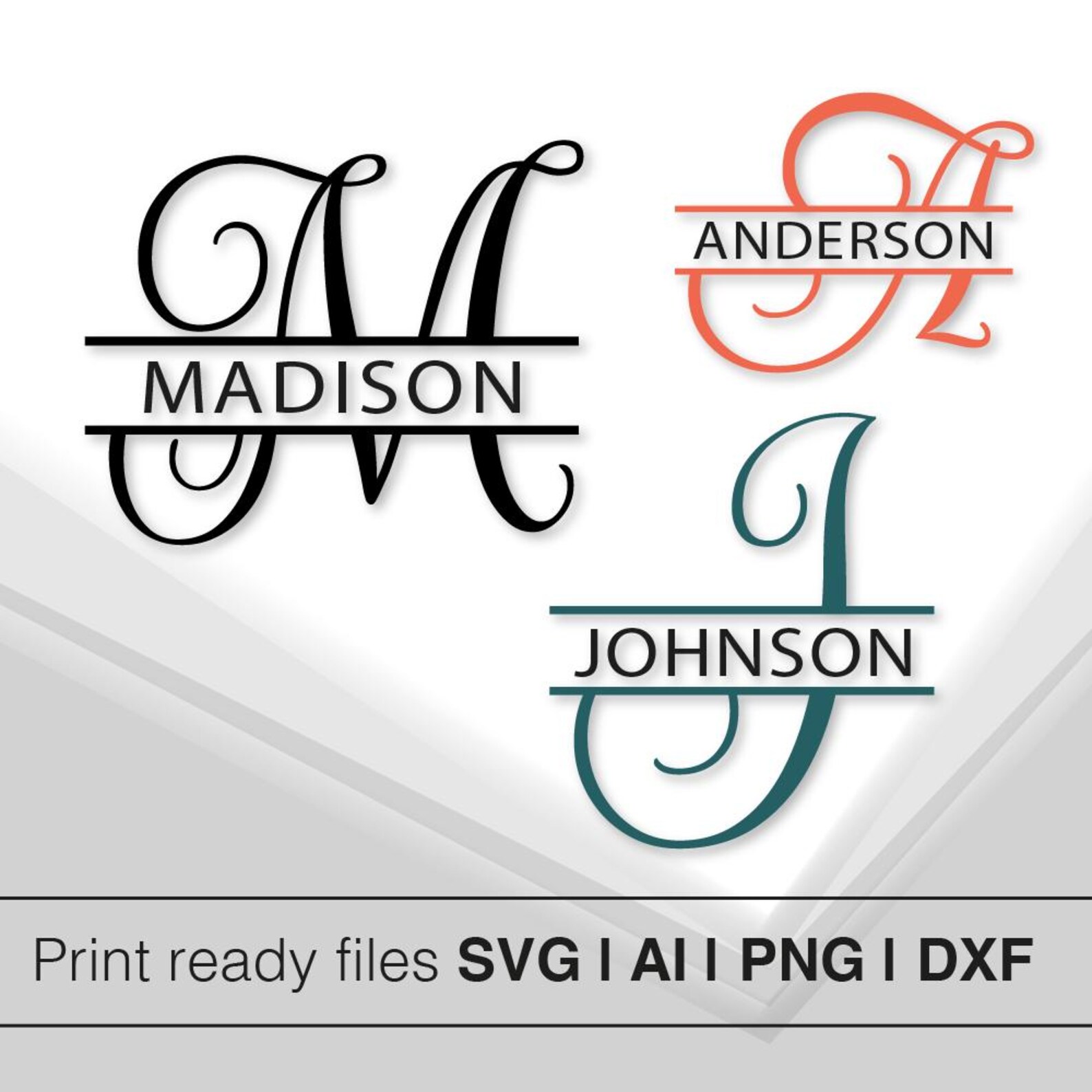 Split Monogram Alphabet SVG | Custom Initial Design | Instant Download ...