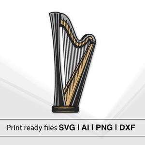 Minimalist Harp Clipart | Instant Download | Musical Instrument SVG | Harp Silhouette | Printable Art | Home Decor | Vector Art