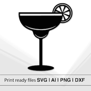 Margarita Glass SVG | Cocktail Glass Illustration | Instant Download | Citrus Drink Design | Printable Bar Decor | SVG Files For Cricut