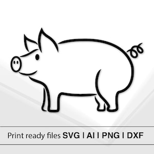 Pig Silhouette Design | Instant Download | Farm Animal Craft | Pig Outline | DIY Craft Project | Home Decor