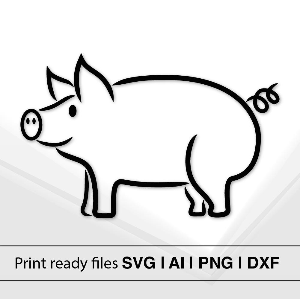 Pig Silhouette Design | Instant Download | Farm Animal Craft | Pig Outline | DIY Craft Project | Home Decor