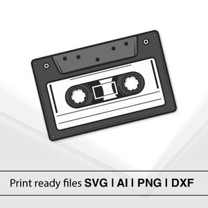 Retro Cassette Tape Design | Instant Download | SVG AI PnG DxF Formats | Vintage Music Theme | Home Decor | DIY Projects | Music Lover Gift