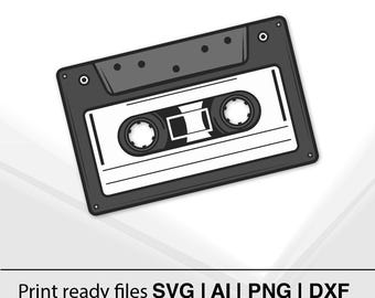 Retro Cassette Tape Design | Instant Download | SVG AI PnG DxF Formats | Vintage Music Theme | Home Decor | DIY Projects | Music Lover Gift