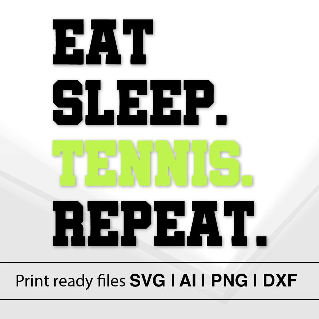 Adesivo Tennis 7,6 Cm - 'Eat Sleep Tennis Repeat' Pallina Verde | Impermeabile UV Per Laptop, Auto, Borraccia
