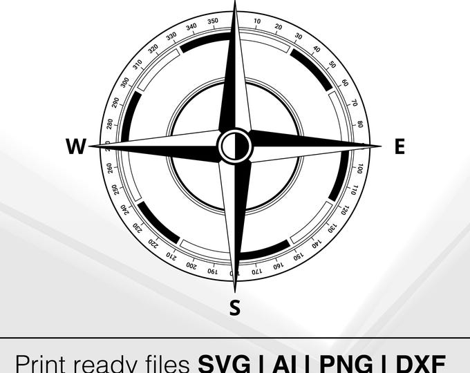 SVG - Compass Star Stencil, Silhouette, Studio, Monogram, Black, Vector ...