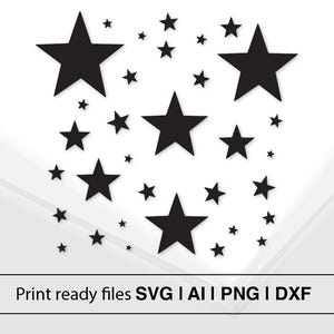 Stars Decal SVG | Stars Clipart | Instant Download | Star Shape SVG Files | Design for Cricut | Stars Silhouette SVG | Stars Outline Design