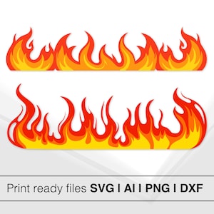 May include: Two rows of red and yellow flames, a graphic design element for use in digital or print projects.