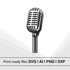 Retro Microphone Clipart | Vintage Microphone SVG | Music Theme Design | Instant Download | Podcasting Decor | Musician Gift Idea