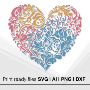 Pacote Floral Heart Svg | Hand Drawn Heart Svg | Love Svg para Cricut | Valentine’s Day Svg | Arquivos de corte de casamento | Nature-Inspired Svg