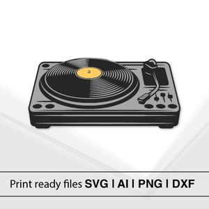 Retro vinylplatenspeler | Direct downloaden | Platenspeler-SVG | Vintage muziekdecor | DIY-knutselbestand | Cadeau muziekliefhebber | Woondecoraties