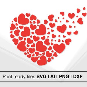 Conception coeur de coeur | SVG Saint-Valentin | Clipart romantique | Décoration de mariage | Cadeau d'anniversaire | Fichier de coupe SVG | Clipart coeurs rouges